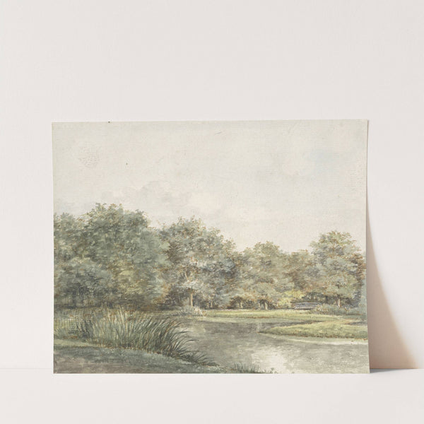 Landschap met bomen aan het water by Pieter Ernst Hendrik Praetorius