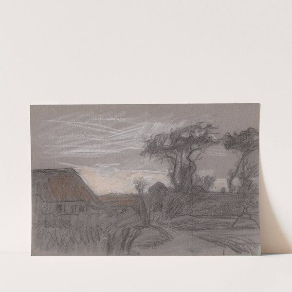 Landschap met bomen en een pad langs een huis by Jan Veth