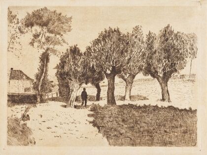 Landschap met bomen en figuur (De wilgen)