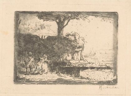 Landschap met drie figuren