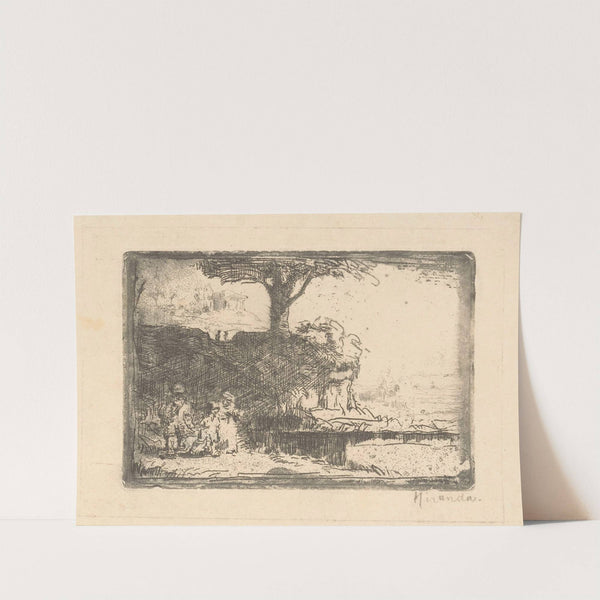 Landschap met drie figuren by Abraham de Miranda