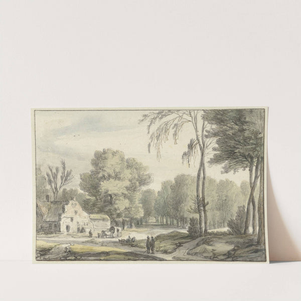 Landschap met een reiswagen voor een boerderij by Roelant Roghman