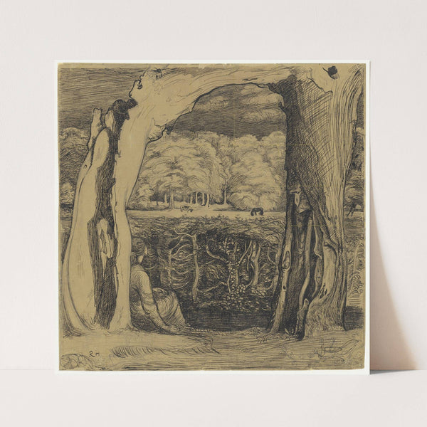 Landschap met een vrouw zittend tussen twee wilgen by Richard Nicolaüs Roland Holst