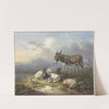 Landschap met ezel, geit en schapen by Dirk van Oosterhoudt