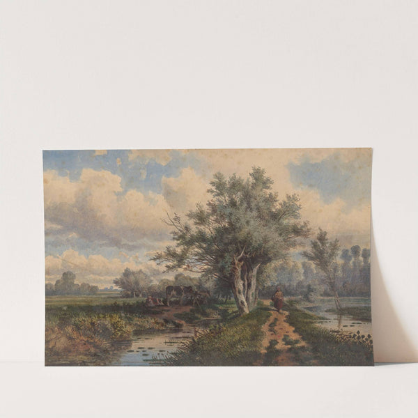 Landschap met koeien en water by Dirk Van Lokhorst