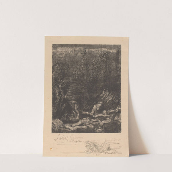 Landschap met leeuw en de heilige Hieronymus met boek by Henry de Groux