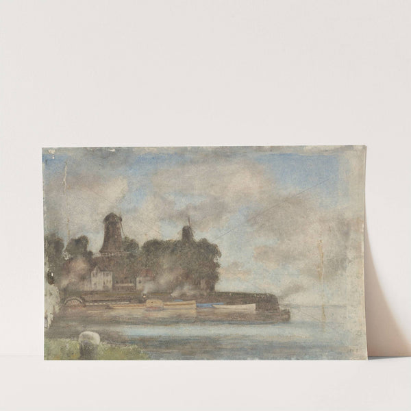 Landschap met molens bij water by Anton L. Koster