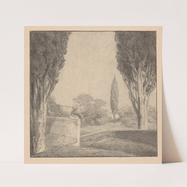 Landschap met muur en cipres Herinnering (1908) by Simon Moulijn