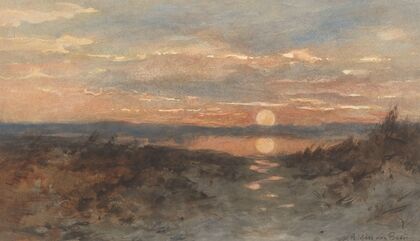 Landschap met zonsondergang