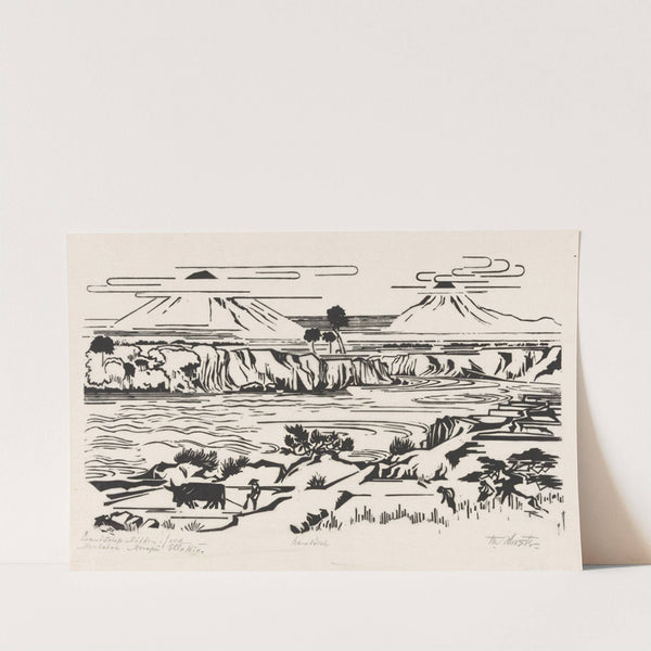 Landschap, Midden-Java; Merbaboe, Merapi, Ello rivier by Johannes Frederik Engelbert ten Klooster