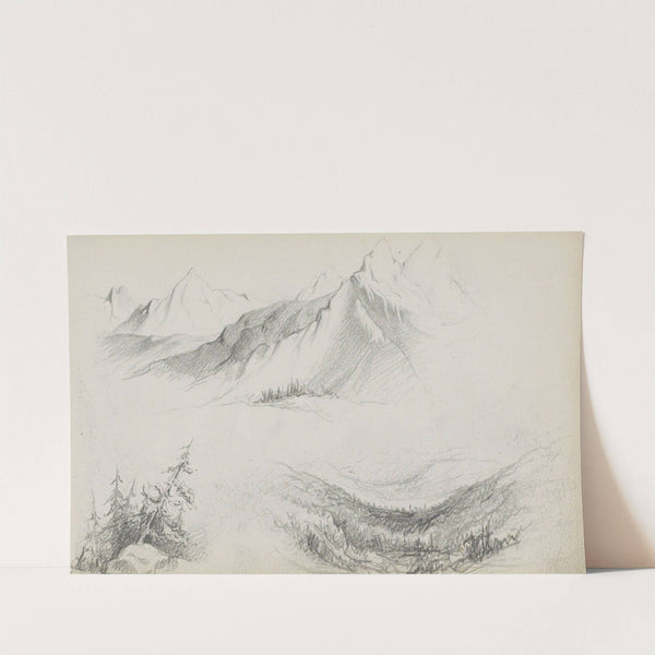 Landschappen met bergen en dennenbomen (1880) by Marius Bauer