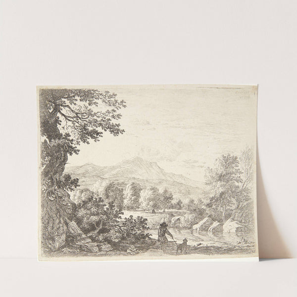 Landskab med en mand og en hund by Karel Dujardin