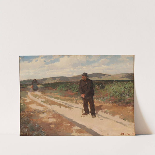 Landskab med en mand og en kone på en grusvej (1903) by Erik Henningsen