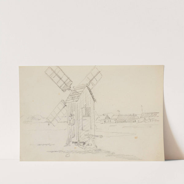 Landskab med mølle by Martinus Rørbye