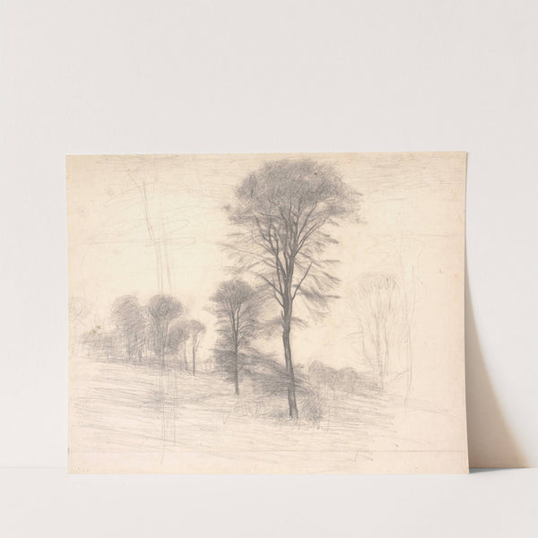 Landskab med spredte træer. 'Ryet' ved Farum Sø by Vilhelm Hammershøi