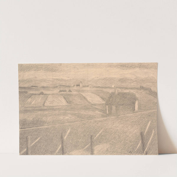 Landskab ved Ferring, fyrtårnet tændt (1929) by Niels Bjerre