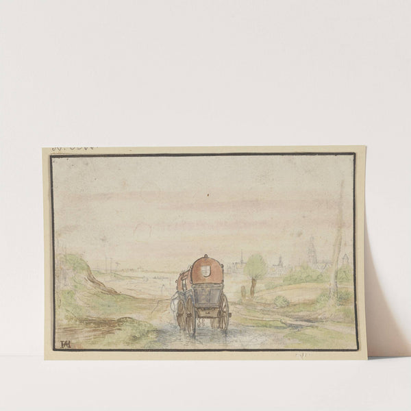 Landstraße mit einer roten Kutsche by Hendrick Avercamp