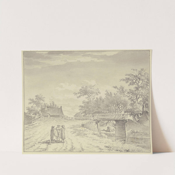 Landstraße mit zwei Brücken, vorne drei Männer by Steven Goblé