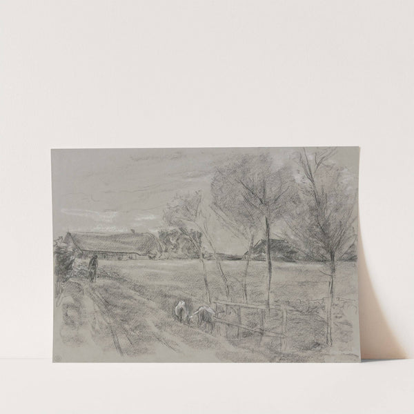 Landweg in Holland, vorne zwei Ziegen by Max Liebermann