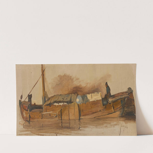 Lange schuit met schipper (1832 - 1880) by Jan Weissenbruch