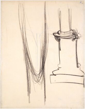 Langgestreckter Kopf, daneben Säulensockel (1914-15)