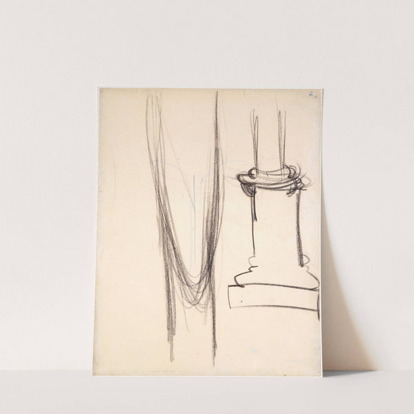 Langgestreckter Kopf, daneben Säulensockel (1914-15) by Amedeo Modigliani