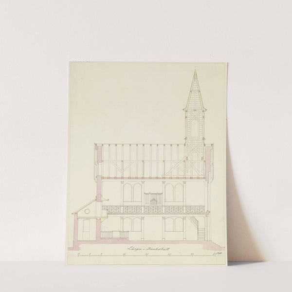 Längsschnitt durch eine Kirche für die Gemeinde Friedrichsdorf by Heinrich Hübsch