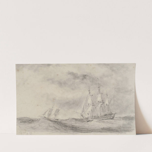 Länsande fregatt och brigg by Bror Jacob Adelborg