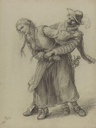 Lanseknekt i håndgemeng med ung kvinne (1875)