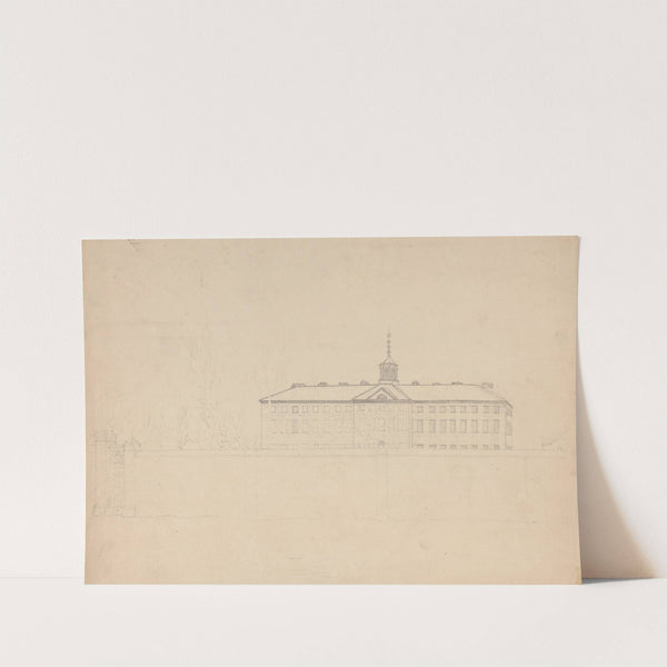 Large building with a cupola behind a high wall by John Rubens Smith