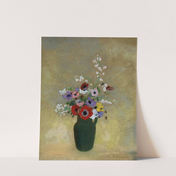 Large Green Vase with Mixed Flowers by Odilon Redon