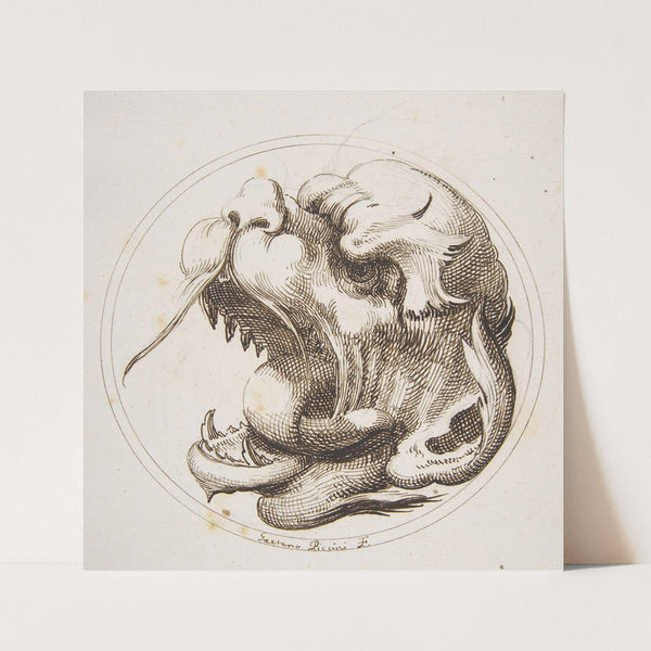 Large Grotesque Head With an Open Mouth Looking to the Left Within a Frame (1727) by Gaetano Piccini