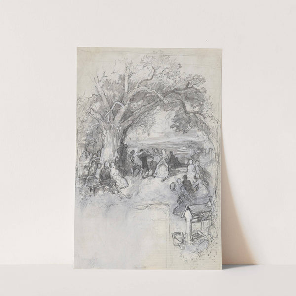 Large group of people outside (1853) by Myles Birket Foster