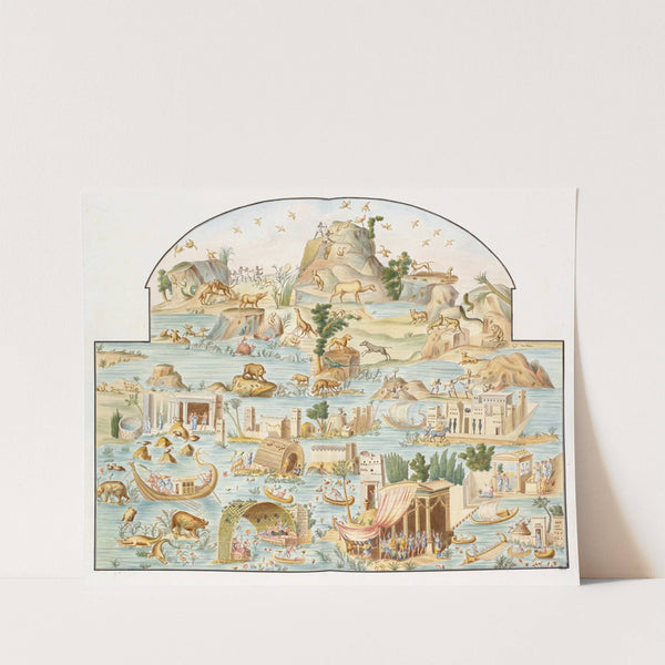 Large river scene of various animals and people on islands at various activities. (1783) by Pierre-Jean Mariette