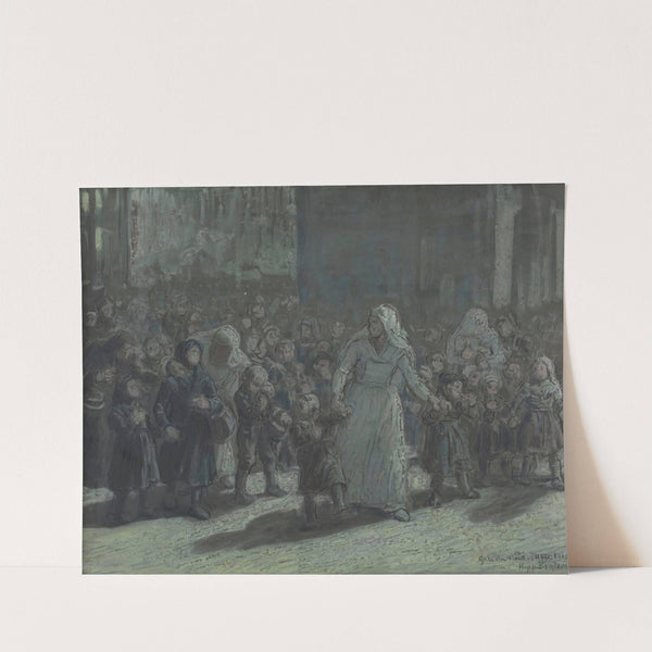 L'arrivée à la gare du Nord en 1914. Infirmière conduisant des enfants by Hippolyte Dominique Berteaux