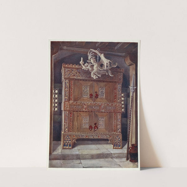 Late Gothic schrank. In the Bavarian Museum, Munich, with hanging light (leuchterweibschen), from Albert Dürer's house at Nuremburg by Edwin Foley