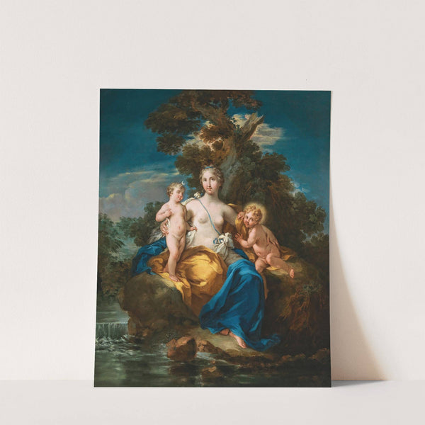 Latona and her children, Apollo and Diana, in a moonlit landscape by Michele Rocca