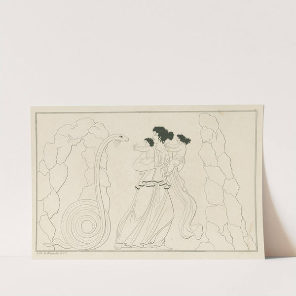 Latona, carrying the infants Apollo and Diana, flees from Python, issuing from a cave (1844 - 1861) by A. Rey