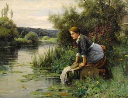 Laundress by the Water’s Edge