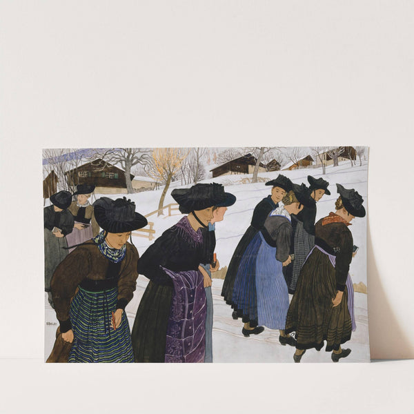 Lausanne Filles allant à la messe by Ernest Biéler