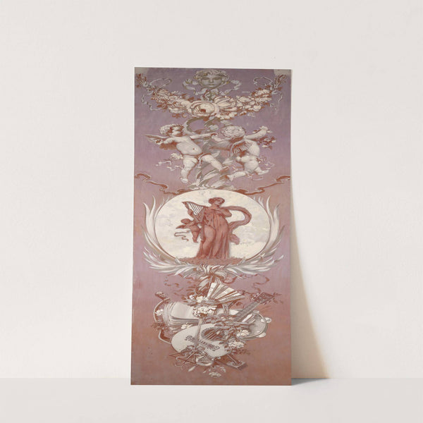 Lautenspielerin in Kartusche und Putti by Sebastian Lucius