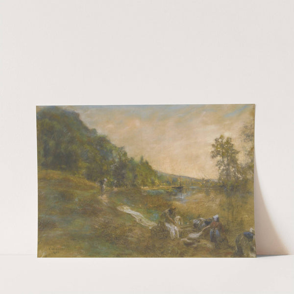 Laveuses à la marne, le matin by Léon Augustin Lhermitte