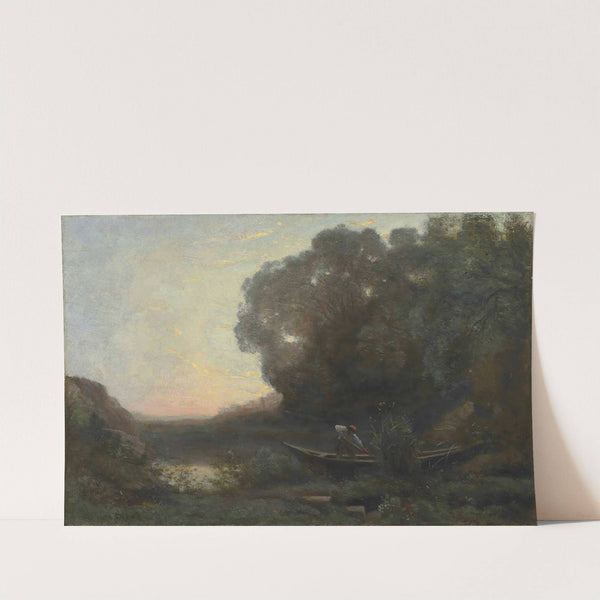 Le batelier à la rive. Soleil couchant by Jean-Baptiste-Camille Corot
