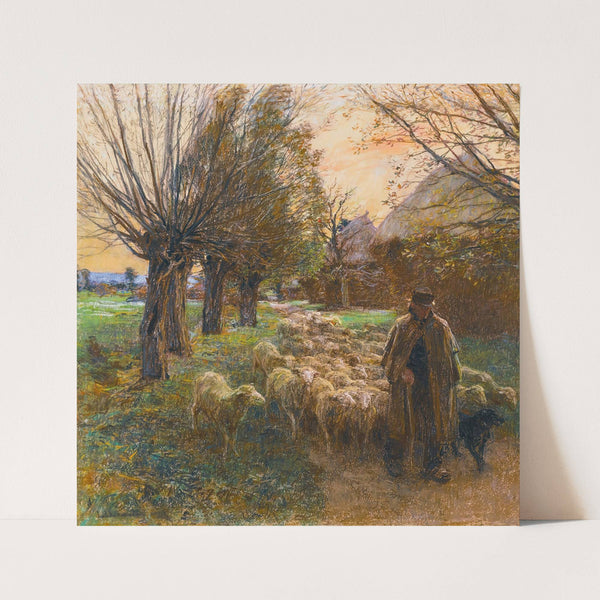 Le berger et son troupeau, le soir by Léon Augustin Lhermitte