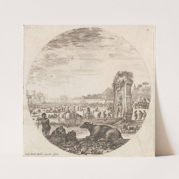 Le Campo Vaccino. (1601-1700) by Stefano Della Bella