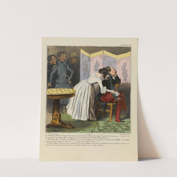 Le chevalier des Adrets est l’amant d’une femme du monde, il est aimable, empressé, il joue la passion et le dévouement (1836-1838) by Honoré Daumier