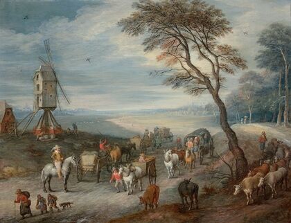 Le départ pour le marché, près d’un moulin