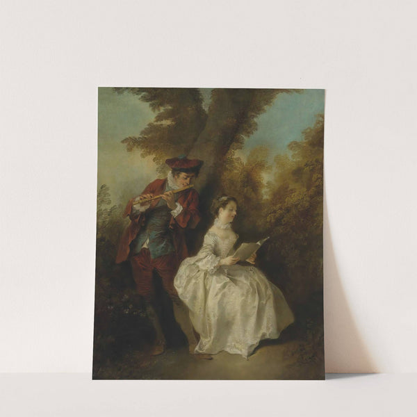 'le Duo', a Young Man Playing The Flute And a Young Woman Singing In a Landscape by Nicolas Lancret