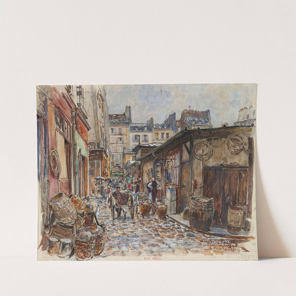 Le Marché des Enfants Rouges, côté Ouest, sous la pluie, en 1907. 3ème arrondissement (1907) by Frédéric Houbron