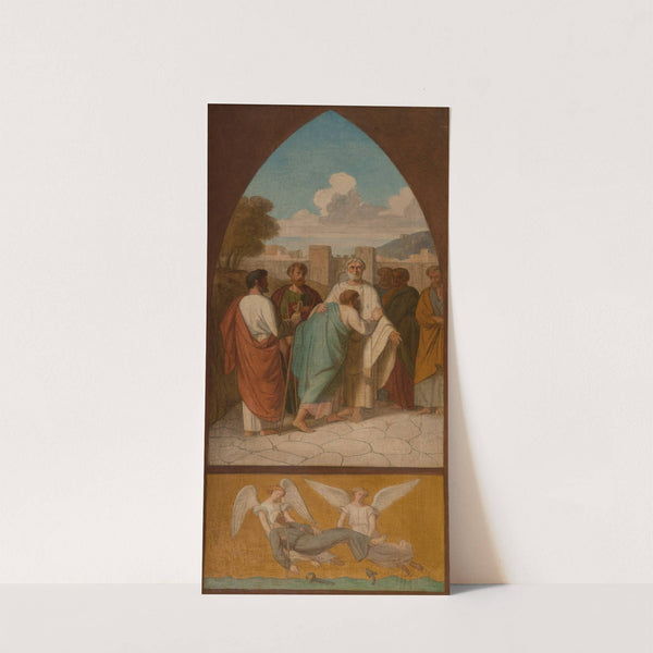 Le pape saint Clément envoyant des missionnaires dans les Gaules. Les Anges retirent de la mer le corps de saint Clément. by Pierre-Auguste Pichon